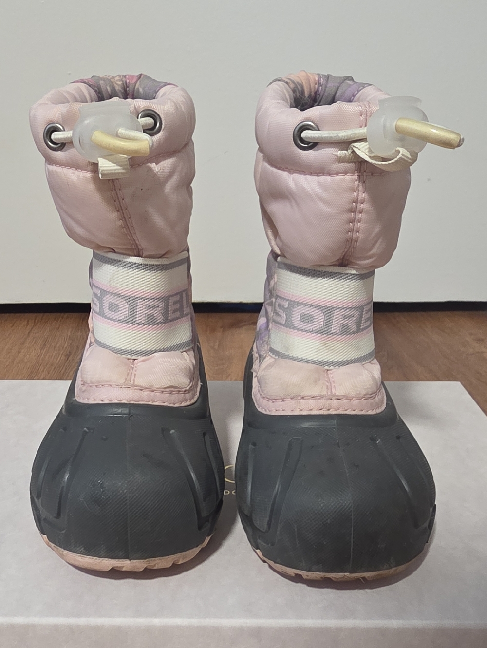 Sorel Pink and Gray Kids Snow Boots